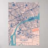 Detroit - Michigan Breezy City Map Poster (Voorkant)