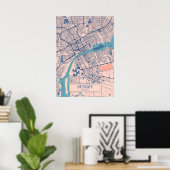Detroit - Michigan Breezy City Map Poster (Thuiskantoor)