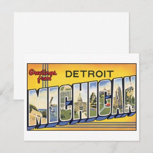 Detroit, MIchigan Briefkaart (Voorkant / Achterkant)