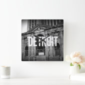 Detroit Michigan Central Station Wall Clock Vierkante Klok (Huis)