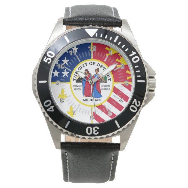 Detroit (Michigan) City flag Watch Horloge (Voorkant)