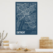 Detroit Michigan City Map Line Art Blue Print (Keuken)