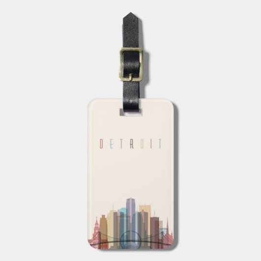 Detroit, Michigan | City Skyline Bagagelabel (Voorkant verticaal)