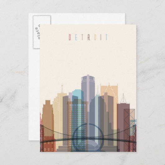 Detroit, Michigan | City Skyline Briefkaart (Voorkant / Achterkant)