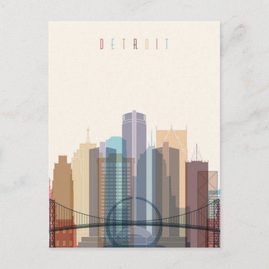 Detroit, Michigan | City Skyline Briefkaart (Voorkant)