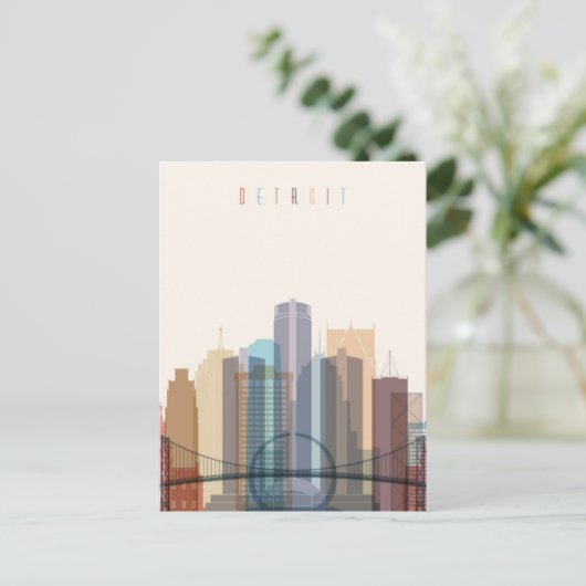 Detroit, Michigan | City Skyline Briefkaart (Staand voorkant)