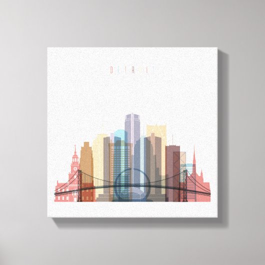 Detroit, Michigan | City Skyline Canvas Afdruk (Voorkant)