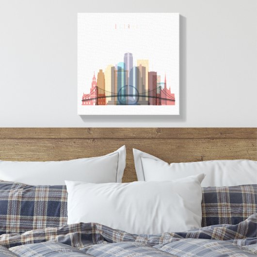 Detroit, Michigan | City Skyline Canvas Afdruk (Insitu (Slaapkamer))