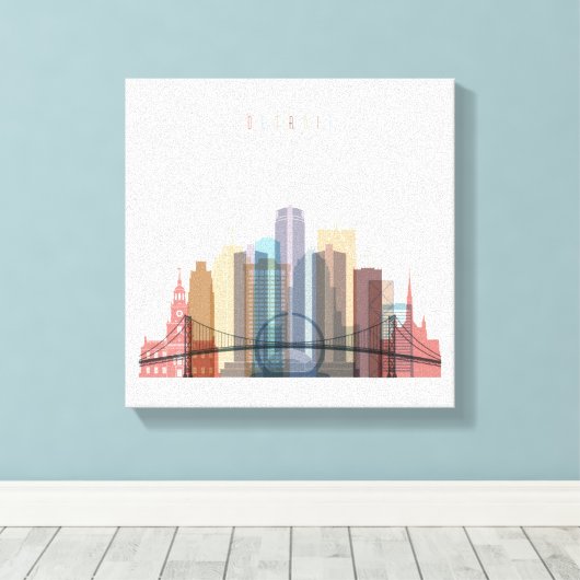 Detroit, Michigan | City Skyline Canvas Afdruk (Insitu (Houten vloer))