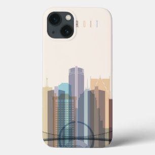 Detroit, Michigan City Skyline iPhone 13 Hoesje