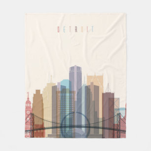Detroit, Michigan City Skyline Fleece Deken