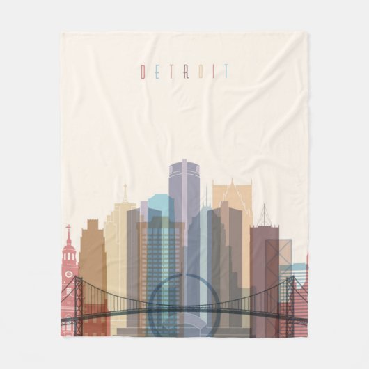 Detroit, Michigan | City Skyline Fleece Deken (Voorkant)