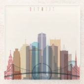 Detroit, Michigan | City Skyline Glazen Onderzetter (Voorkant)
