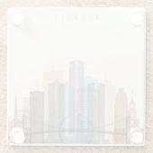 Detroit, Michigan | City Skyline Glazen Onderzetter (Achterkant)