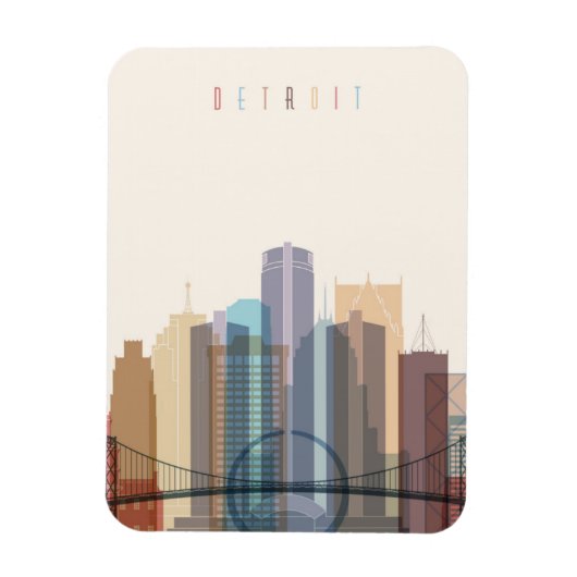 Detroit, Michigan | City Skyline Magneet (Verticaal)