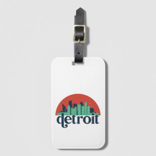 Detroit Michigan City Skyline Retro Cityscape Art Bagagelabel