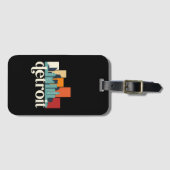 Detroit Michigan City Skyline Retro Cityscape Art Bagagelabel (Voorkant (horizontaal))