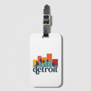 Detroit Michigan City Skyline Retro Cityscape Art Bagagelabel