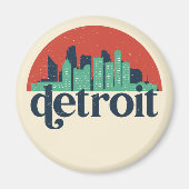 Detroit Michigan City Skyline Retro Cityscape Art Magneet (Voorkant)