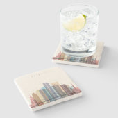 Detroit, Michigan | City Skyline Stenen Onderzetter (Zijkant)