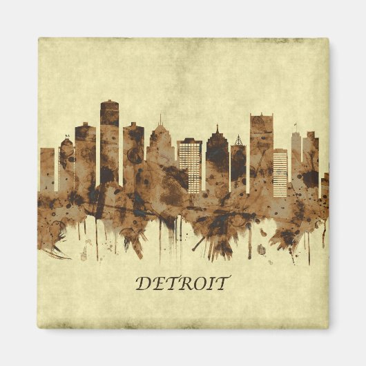 Detroit Michigan Cityscape Magneet (Voorkant)