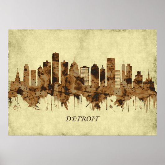 Detroit Michigan Cityscape Poster (Voorkant)