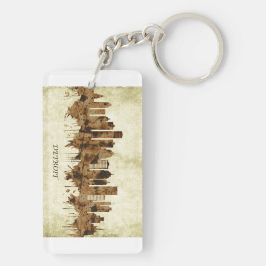 Detroit Michigan Cityscape Sleutelhanger (achterkant)