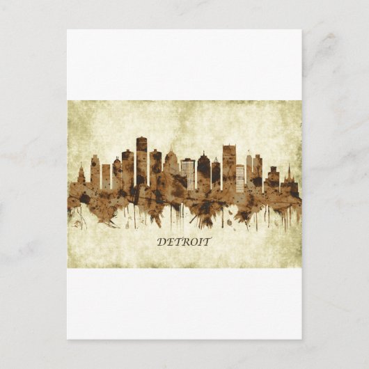 Detroit Michigan Cityscape Uitnodiging Briefkaart (Voorkant)