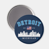 Detroit Michigan Est. 1701 Funny Vintage Magneet (Voorkant / Achterkant)