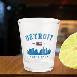 Detroit Michigan Est. 1701 Vintage Shot Glas
