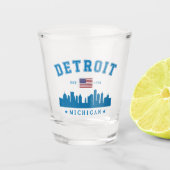 Detroit Michigan Est. 1701 Vintage Shot Glas (Voorkant)