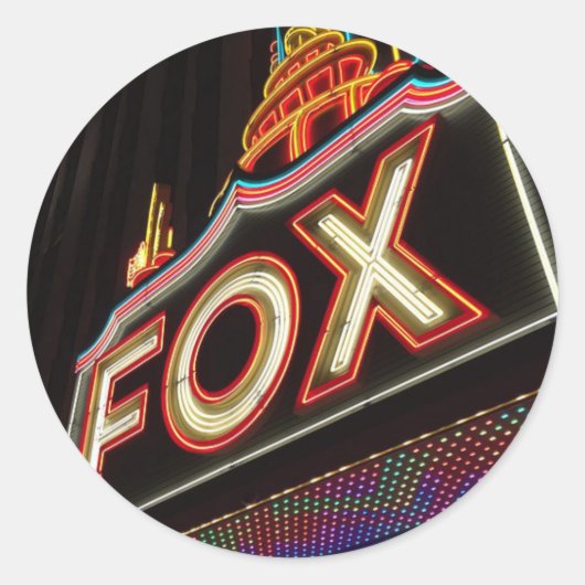 Detroit Michigan FOX Theater Ronde Sticker (Voorkant)