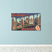 Detroit, Michigan - Grote letterscènes Canvas Afdruk (Insitu (Houten vloer))