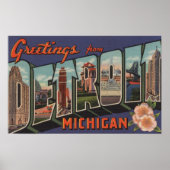 Detroit, Michigan - Grote letterscènes Poster (Voorkant)