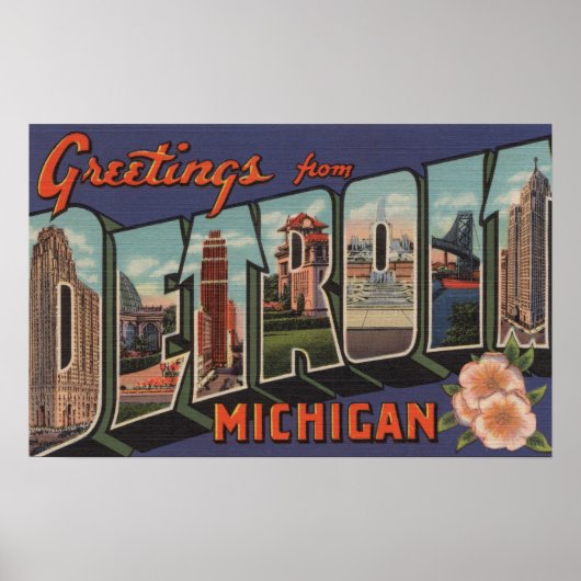 Detroit, Michigan - Grote letterscènes Poster (Voorkant)