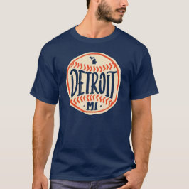 Detroit Michigan handgetekende honkbaltypografie T-shirt