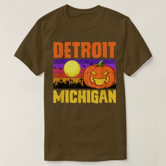 Detroit Michigan Happy Halloween Party Local City T-shirt (Design voorkant)