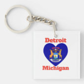 Detroit Michigan Heart Flag Sleutelhanger (voorkant)