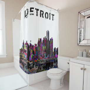 Detroit Michigan in graffiti Douchegordijn