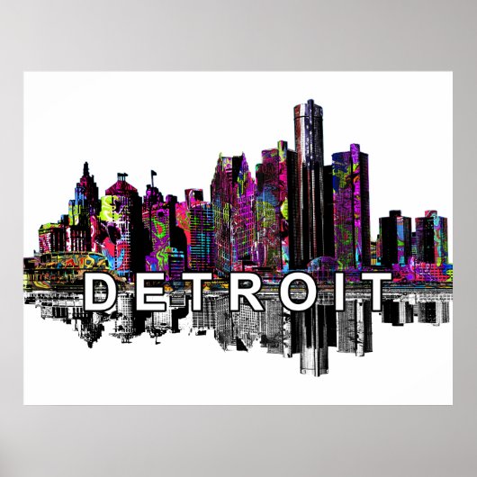 Detroit Michigan in graffiti Poster (Voorkant)