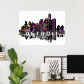 Detroit Michigan in graffiti Poster (Thuiskantoor)
