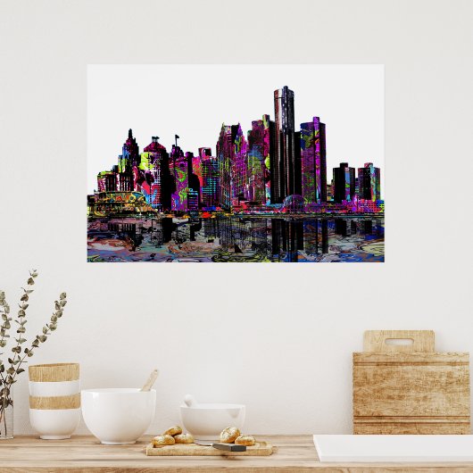 Detroit Michigan in graffiti Poster (Keuken)
