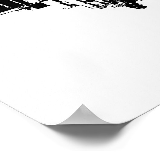 Detroit Michigan in zwarte inkt Poster (Hoek)