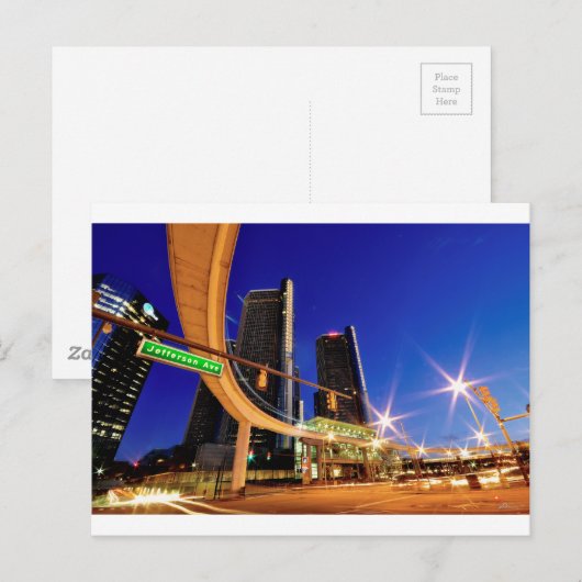 Detroit Michigan Jefferson Avenue Briefkaart (Voorkant / Achterkant)