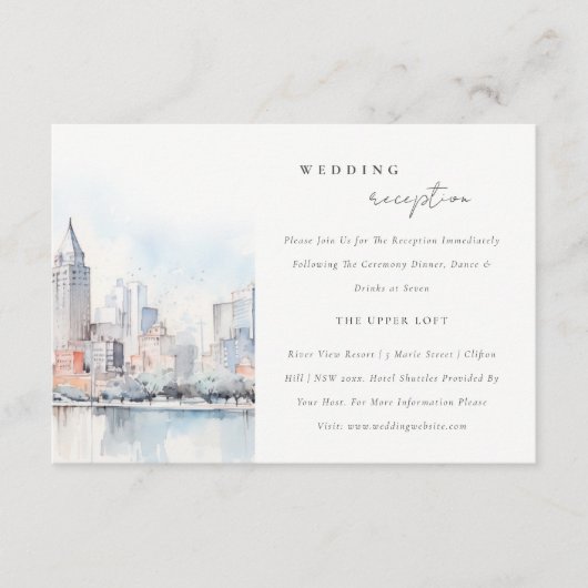 Detroit Michigan Landscape Wedding Reception Informatiekaartje (Voorkant)