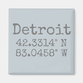 Detroit Michigan Latitude Longitude Sleutelhanger Magneet (Voorkant)