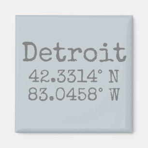 Detroit Michigan Latitude Longitude Sleutelhanger Magneet