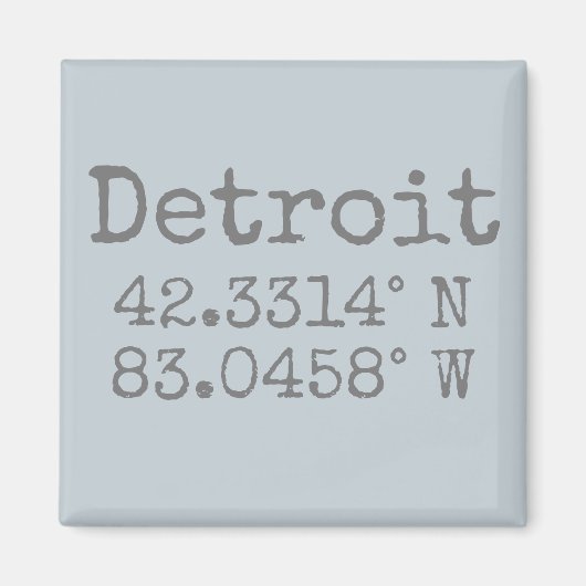Detroit Michigan Latitude Longitude Sleutelhanger Magneet (Voorkant)