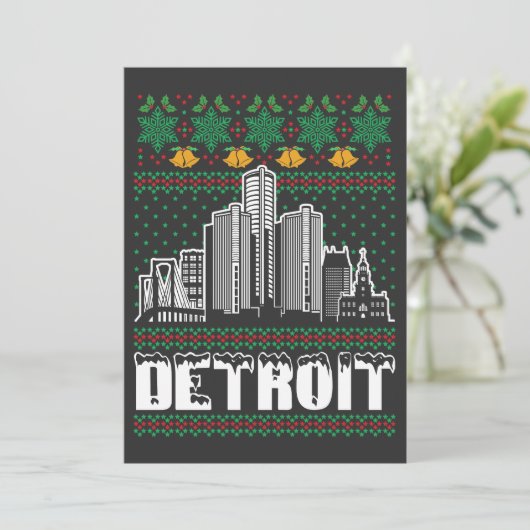 Detroit Michigan Lelijk Kerstfeest Kaart (Staand voorkant)