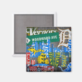 Detroit Michigan Licentie Bord Art Collage Magneet (Voorkant / Achterkant)